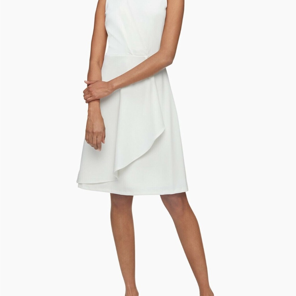 Calvin Klein Asymmetrical Career Work Business White Dress Womens Size 10 - Picture 2 of 7